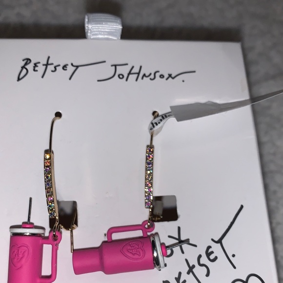Betsey Johnson Fuchsia Water Bottle Earrings - Picture 6 of 7